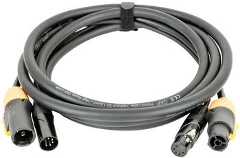 DAP FP23 Hybridkabel - Power Pro True & 5-poliger XLR - DMX / Stromversorgung 3 m - schwarzer (FP233)