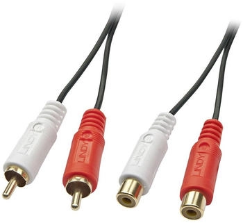 Lindy 35671 Cinch Audio Verlängerungskabel [2x Cinch-Stecker 2x Cinch-Buchse] 2.00 m Schwarz