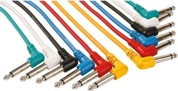 HQ-Power professionelles patchkabel 6.35mm mono 90° auf 6.35mm mono 90° (6 farben 1m) (PAC126)