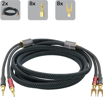 Oehlbach Dual-Plug Lautsprecherkabel Set Banana/Kabelschuh Audio-Kabel (300 cm) Flexibel (D1C10841)
