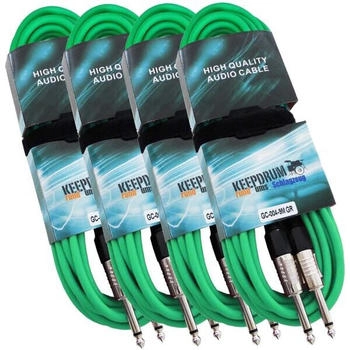 Keepdrum Gitarrenkabel GC-004 Grün Klinkenkabel Mono 9m 4 Stück 6,35-mm-Klinke 6,35-mm-Klinke (4xgc04gr9m)
