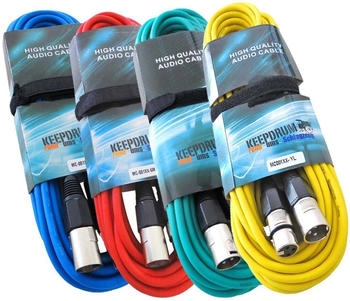 Keepdrum 10m Mikrofonkabel XLR Set RD BL GR YW 4 Kabel Audio-Kabel (XLR10mRD+BL+GR+YW)