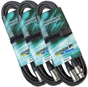 Keepdrum 3x DMX Kabel 3-pol XLR Steuerkabel 100-Ohm 6m Schwarz (DMX-004-6m)