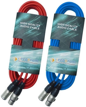 Keepdrum DMX Kabel 10m 3-pol XLR 1x Rot 1x Blau 3-pol XLR (10 cm) 1x Rot 1x Blau (dmxrdbl10m)
