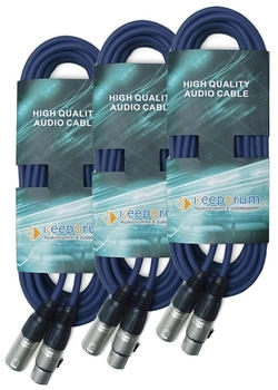 Keepdrum DMX-Kabel Set Blau 3-pol XLR je 2x 3m-10m-15m Audio-Kabel (dmxBL-2x3-10-15)
