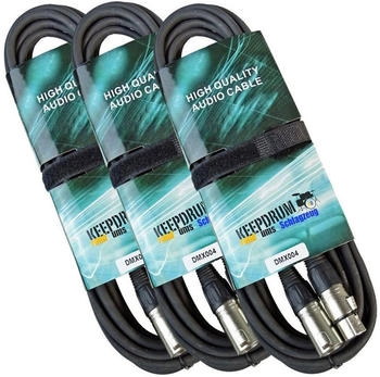 Keepdrum 3x DMX Kabel 3-pol XLR Steuerkabel 100-Ohm 10m Schwarz (DMX-004-10m)