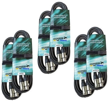 Keepdrum DMX-Kabel Set 3-pol XLR 100 Ohm je 2 Stück 3m/10m/15m (dmx-2x3-10-15)
