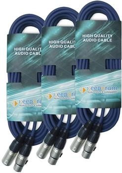 Keepdrum 6m DMX Kabel Blau 3-pol XLR 100-Ohm 3 Stück Audio-Kabel XLR 3 Stück (3xdmxbl6m)
