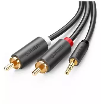 Ugreen Audiokabel 3,5 mm mini jack (männlich) 2x RCA 1,5 m Schwarz (10511)