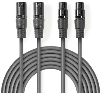Nedis Balanced Audio-Kabel 2x XLR 3-Pin Stecker 2x XLR 3-Pin Buchse 5.00m Dunkelgrau (COTH15030GY50)