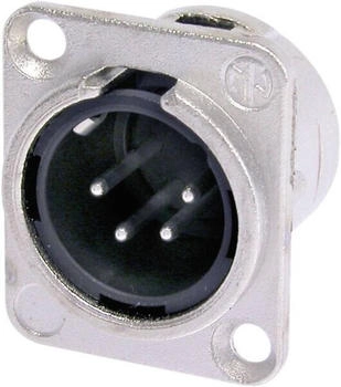Neutrik XLR 4-pol Metall- Löttechnik-Einbaustecker versilberte(r) Kontakt(e) Type D nickelfarben