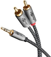 goobay 3,5 mm Klinke/Cinch Kabel 5,0 m silber, schwarz, 1 St. silber/schwarz