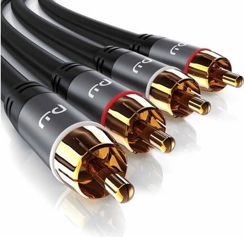Primewire Stereo Cinch Audio-Kabel RCA geschirmtes HiFi Audiokabel 2X Cinch zu 2X Cinch 10m schwarz