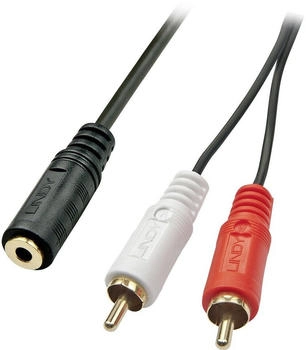 Lindy 35677 2x Cinch Stecker zu 3,5 mm Stereo Klinken Buchse 25 cm