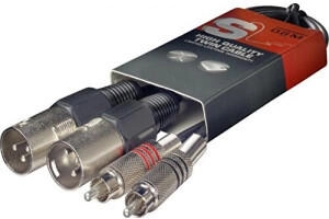 Stagg STC060CMXM Twin-Kabel (60 cm Cinch-Stecker-auf-XLR-Stecker)