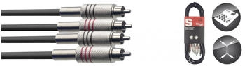 Stagg Professionelles Audiokabel 3 Meter 2x Chinch / 2x Chinch hochwertige Metallstecker (STC3C)