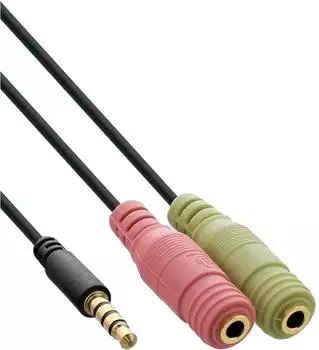InLine Headset-Kabel 4-poliger Mini-Stecker (M) bis Mini-Stecker (W) - 1,0m Schwarz (99302J)