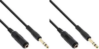 InLine Kopfhörerverlängerung 6,3mm Klinke Stecker / Buchse Stereo vergoldete Kontakte schwarz 5m (99975)