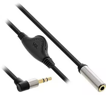 InLine Slim Audio Kabel Klinke 3,5mm ST gewinkelt / BU mit Lautst&auml;rkeregler 0,25m (99253C)