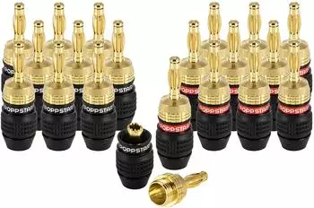 Poppstar 20x High End Bananenstecker (geschirmt bis 6 mm² 24k vergoldet 10x schwarz 10x rot) (1009440)