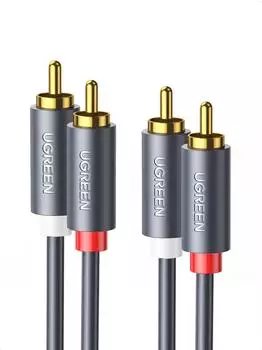 Ugreen Kabel 2RCA Stereo 2 Meter Audio Video Kabel 2x Cinch Kabel Adapter PC TV grau (10518)