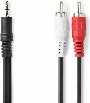 Nedis Stereo-Audiokabel 3,5 mm Stecker auf 2x RCA Stecker vernickelt 10,0 m rund schwarz (CAGB22200BK100)
