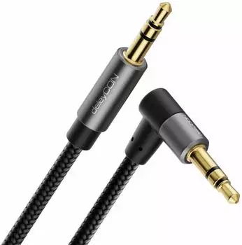 deleyCON 1,5m 3,5mm Klinkenkabel AUX HiFi Audio Klinke Kabel 1x 90° Stecker PC Handy PKW (MK4642)