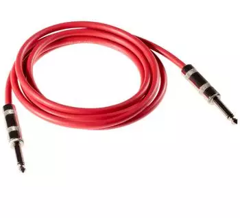 Poppstar 2 m Instrumentenkabel Gitarrenkabel Klinkenkabel 6.3mm Stecker Monoklinke rot (1007765)