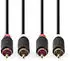 Nedis Stereo-Audiokabel 2x RCA Stecker 2x RCA Stecker Vergoldet 2.00m Rund Anthrazit Box CABW24200AT20