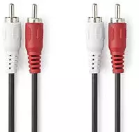 Stereo Audiokabel 2x Rca Hane 2x Rca Hane Nickelplaterad 100 M Rund Svart Lada