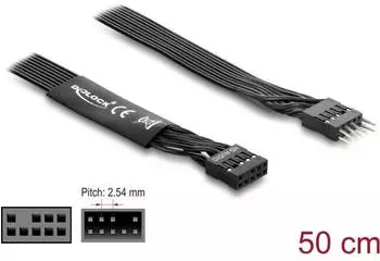 DeLock HD Audio Flachbandkabel Mainboard Verlängerungskabel 9 Pin 50 cm schwarz (86055)