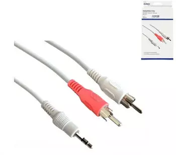 Dinic Audio-Video Kabel 3,5mm Stecker 2x Cinch Stecker 3m wei&szlig; #1907286