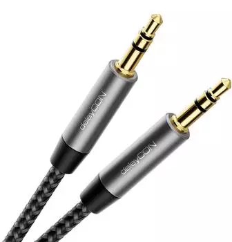 deleyCON 7,5m 3,5mm Stereo AUX Klinken Kabel Nylon Audio Klinke Stecker PC KFZ Auto Handy (MK7139)