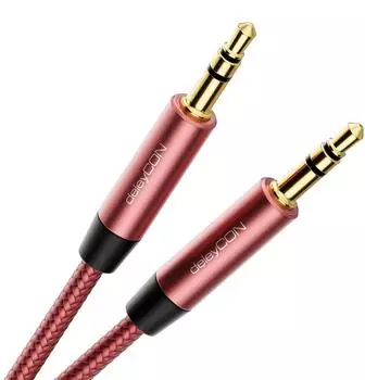 deleyCON 2m 3,5mm Stereo AUX Klinken Kabel Nylon Audio Klinke Stecker PC KFZ Auto Handy (MK3908)
