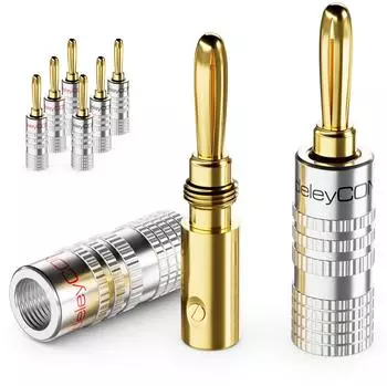 deleyCON 8x Bananenstecker 24K vergoldet Schraubbar Lautsprecherkabel Boxen Verstärker (MK3449)