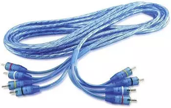 Sinustec 14197 RCA-08-4 Cinchkabel 4-Kanal 80cm L&auml;nge blau transparent