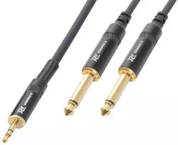Power Dynamics Adapterkabel Miniklinke 3.5mm Stereo / 2x 6.3mm Klinke Mono 1.5m (177.131)