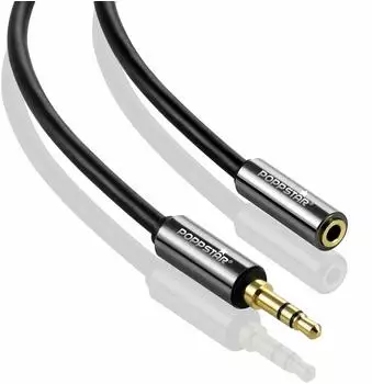Poppstar 1m HQ Klinkenkabel 3.5mm Klinkenstecker (m/w) für Kopfhörer HiFi Boxen (1009520)