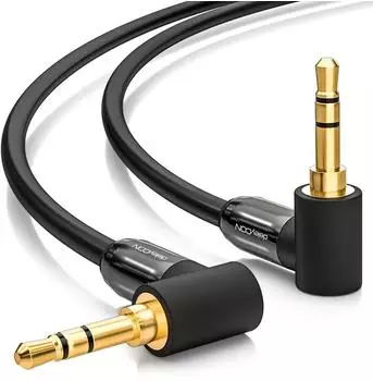 deleyCON 7,5m Klinkenkabel 3,5mm 2x 90° Grad Stecker gewinkelt Klinke AUX Audio Kabel (MK7182)