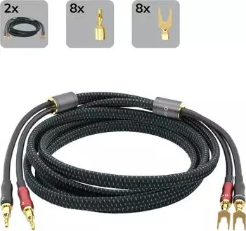 Oehlbach Transform Dual Plug Lautsprecherkabel mit wechselbaren Bananen- und Kabelschuhsteckern 2x2m