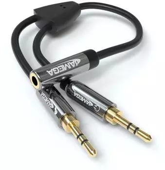 Jamega 0,2m Audio Splitter Kabel Y-Adapter Headset Aux Y Verteiler Stereo Y Adapter (102539)
