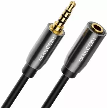 deleyCON 5m 3,5mm Klinken Verlängerung Headset Kopfhörer Mikro 4 polig Verlängerungskabel (MK4497)