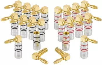 Poppstar 20x High End Bananenstecker gewinkelt für Lautsprecherkabel AV-Receiver (1008639)