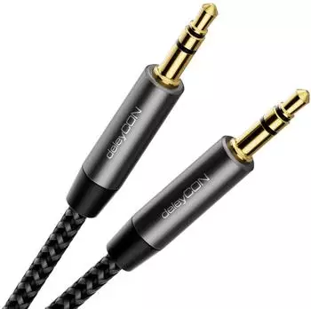 deleyCON 1,5m 3,5mm Stereo AUX Klinken Kabel Nylon Audio Klinke Stecker PC KFZ Auto Handy (MK3901)