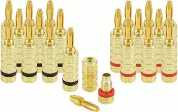 Poppstar 20x Schraub Bananenstecker für Lautsprecherkabel (bis 4 mm²) 24k vergoldet (1009156)