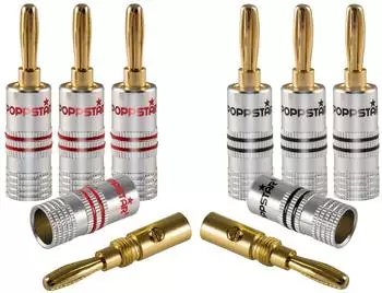 Poppstar 8x High End Bananenstecker Bananas für Lautsprecherkabel bis 6 mm² (1007772)