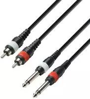 Adam Hall Cables K3 TPC 0100 M - Audiokabel 2 x Cinch-Stecker auf 2 x 6,3