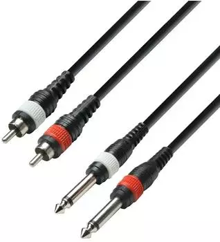 Adam Hall Cinchkabel 2 Stecker auf 2 Klinkenstecker 6,3 Mono 1 m (52837-DI)