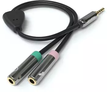 Jamega 0,2m Audio Splitter Y-Kabel Klinke AUX Adapter Stereo Kopfhörer Mikrofon Headset (102512)