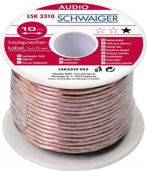 Schwaiger Lautsprecherkabel 2 x 0,75mm² Transparent 10 m